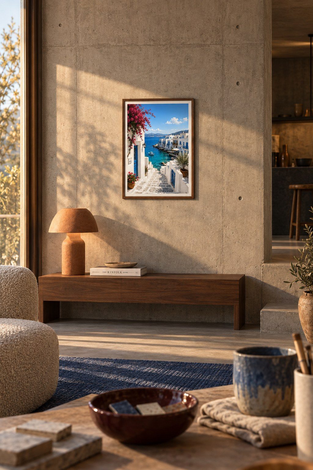 Aegean Sunlit Steps, styled interior