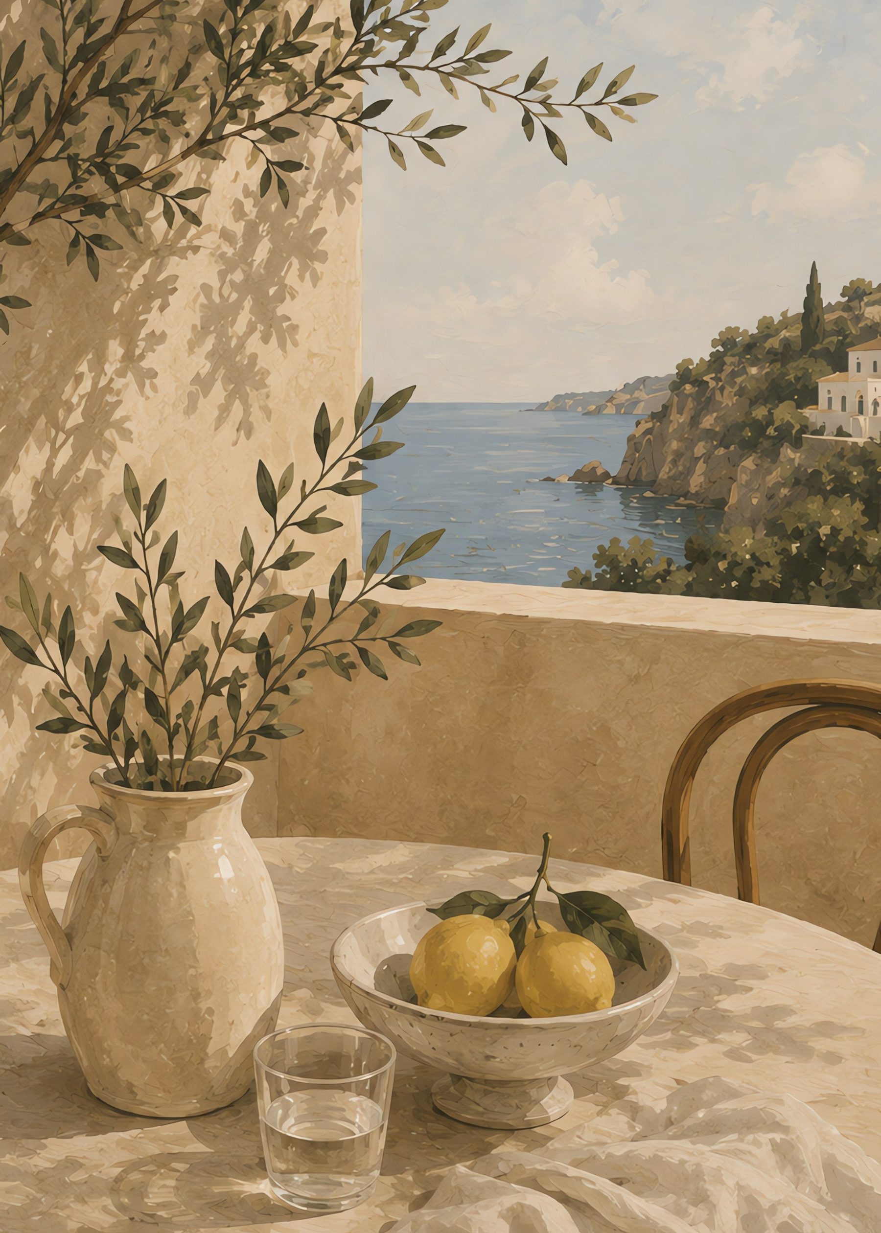 amalfi terrace, flat artwork