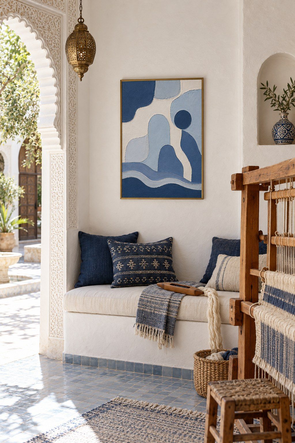 Quiet Blue Pathways, styled interior