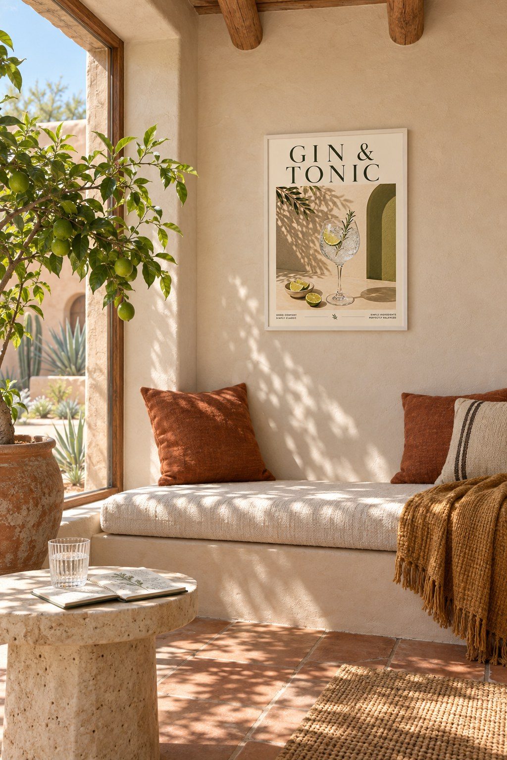 Sunlit Gin Tonic, styled interior